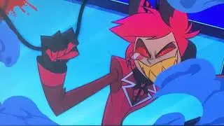 Vox vs Alastor, but Vox is female (Violet)