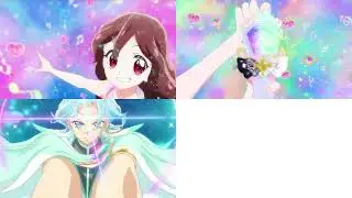 Kimi To Idol Precure Henshin Comparison - Indies and Groups (synced from the start)