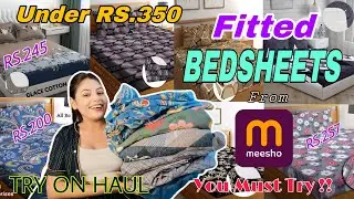 Meesho Double Bed Bedsheets Haul | World Cheapest Fitted Bedsheet Haul Part - 1  | Under Rs.350/-