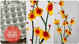 Egg tray flowers|| easy egg tray crafts||best out of waste craft ideas|| egg cartoon flowers
