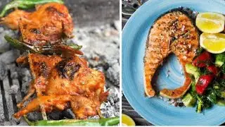 AMAZING man selling grilled quail and fish $1 each so yummy at Dumex market,Phnom Penh City 😋😋😍
