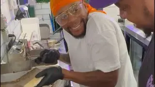 Freshout Makes A Salmon Chop Cheese Sandwich!