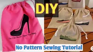 DIY/NO PATTERN SEWING TUTORIAL 😘/DIY EASY TRAVEL DRAWSTRING SHOE BAGS/HOW TO MAKE SHOES ORGANIZAR👌