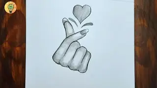 How to Draw a Korean Finger with Heart ❤🧡 (step by step) || Easy Pencil Drawing Idea