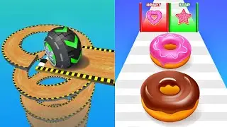 Satisfying Mobile Games - Rolling Ball Sky Escape | Donut Stack (Level 1 to)