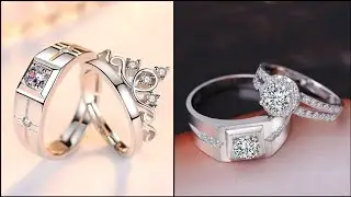 Silver Couple king and queen Promise Ring set, Sterling Silver his & hers Engagement/ Wedding rings