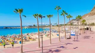 Walking To Playa De Amadores Beach From Playa De Puerto Rico Beach 4K | Gran Canaria