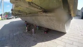 Pressing and Crushing Soda cans field with Road Roller | Slow motion