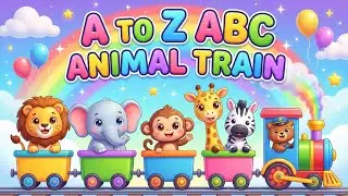 Animal Train ABC Song | A to Z Alphabet Rhymes for Toddlers