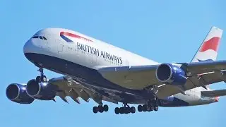 British Airways Airbus A380 G-XLEE Landing Runway 27L at London Heathrow Airport