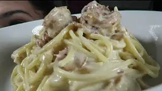 Spaguetti con camarones al vino blanco/Marisolpink