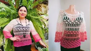 COMO TEJER BLUSA CALADA . Blusa a crochet para TODAS las tallas.