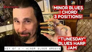How To Not Suck on Minor Blues with 3 Harps - Blues Harmonica Jam  -  Tunesday 74