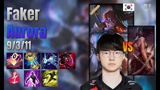 Faker Mid Aurora vs Akali lol KR solo rank Full Game 15.1 | 페이커 오로라 vs 아칼리