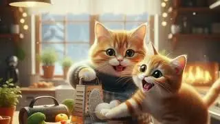 Ginger kitten spending day with Dady cat 🐱#catcooking #viral 🥰🥰