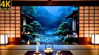 Zen Garden Tea Ceremony in the Rain | 4K Calming ASMR