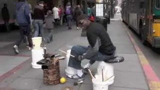 Bucket Drummer Michael Mays (Five Gallons of Funk) in Downtown Seattle