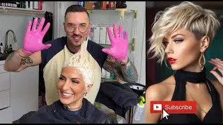 CLIENT BRINGS AI PIC FOR HAIR INSPO: PLATINUM BLONDE PIXIE