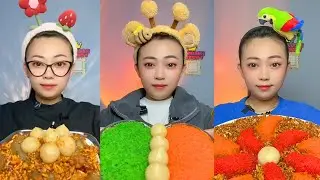 Extreme Colorful Snack ASMR Mukbang | Spicy Crunchy Egg Mix & Chinese Eating Sounds #356
