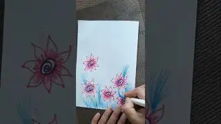 doodle flower border drawing design #shorts #flowerdoodle