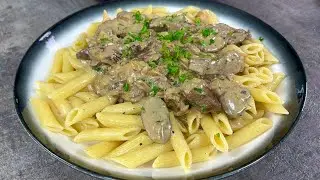 طريقة ستراغانوف لحم عالأصول🥘 وبمقلاة واحدة  Beef stroganoff recipe