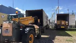 Container Unloading Telescopic Forklift Cargo EL Station Marneuli Herc Group - www.Rents.ge