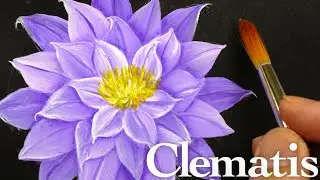 Flower painting tutorial | Clematis Double bloom with acrylic