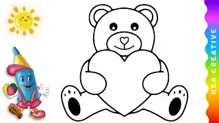 Color, cut and create the bear Teddy Heart  - @KeaCreative2  - Coloring Pages For Childrens. Enjoy!