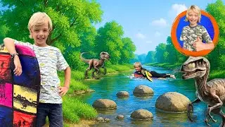 Finn's ROARsome Dinosaur Treasure Hunt Adventure | Dinosaur Videos with Sky and Finn