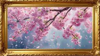 Tranquil Cherry Blossoms – 4K Oil Painting Wallpaper for TV Display | 4K Frame TV Art