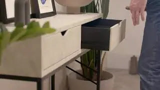 Modern 2-Drawer Faux Shagreen Entry Table - Off White