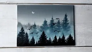 foggy forest / acrylic painting for beginners #paintingvideo #shortsart #drawing #shorts