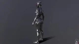Chrome Robot Woman High Detail 3D model