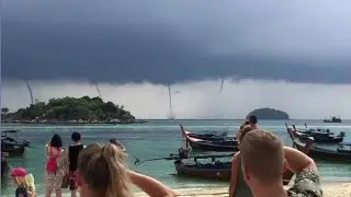 UnExpected Scene # 003 | ExTreme Weather Condition | Four Water Spouts All happening at same time..
