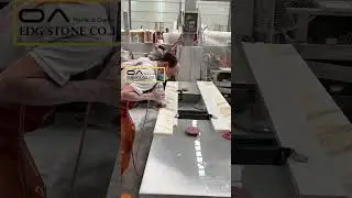 working on the Calacatta gold marble vanity top polishing #edgstone #calacattagold #calacatta