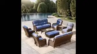 High Back Outdoor Furniture with Extra Thick Cushion Patio Swivel Rocking Chairs #furniture #patio