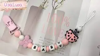Upalupa Cute Ladybug Pacifier Clip with Personalized Name, 5 Colors Optional