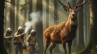 Rescue team saves deer covered with thousands of bees!