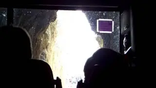 Tour bus inches through tunnel in the South Dakota Black Hills YIKES, 8/17/14