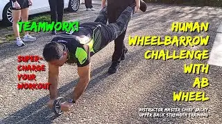 Hilarious Outdoor Gym Challenge | Human Wheelbarrow With Ab Roller | Teamwork Drill | Core Wheel