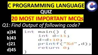 C MCQs | TOP 20 QUESTIONS IN C LANGUAGE #MCQforINTERVIEW #TOP20MCQ