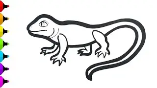 Easy Lizard Drawing Step by Step | Simple Gecko Line Art Tutorial