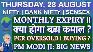 NIFTY EXPIRY LEVELS | NIFTY & BANK NIFTY PREDICTION AND ANALYSIS FOR THURSDAY, 28 AUGUST 2025