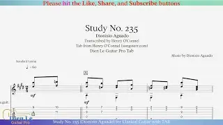 Study No. 235 (Dionisio Aguado) for Clasical Guitar with TAB