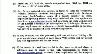 Travel Advisory for seeking Emergency Visa  13 03 2020