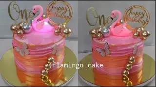 very easy tutorial for flamingo cake! | flamingo birthday cake design | Angel BakingwithMommy