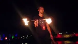 Fire Flowerstick performance by FocusFire @ Psy-fi 2018