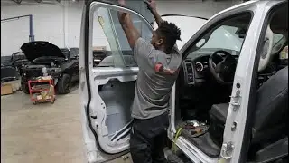 2017 Dodge Ram 2500 4by4 how to take the front door glass out the mirror the door handle, trim panel