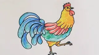 Рисунок петуха 🐔: легко/Рисунок петуха шаг за шагом/Рисунок и раскраска петуха @ChalkDrawing