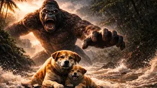 The King Saves the Dog 🐕 || King Kong vs Flood || Animal Rescue #movie #kingkong #film #viralvideos